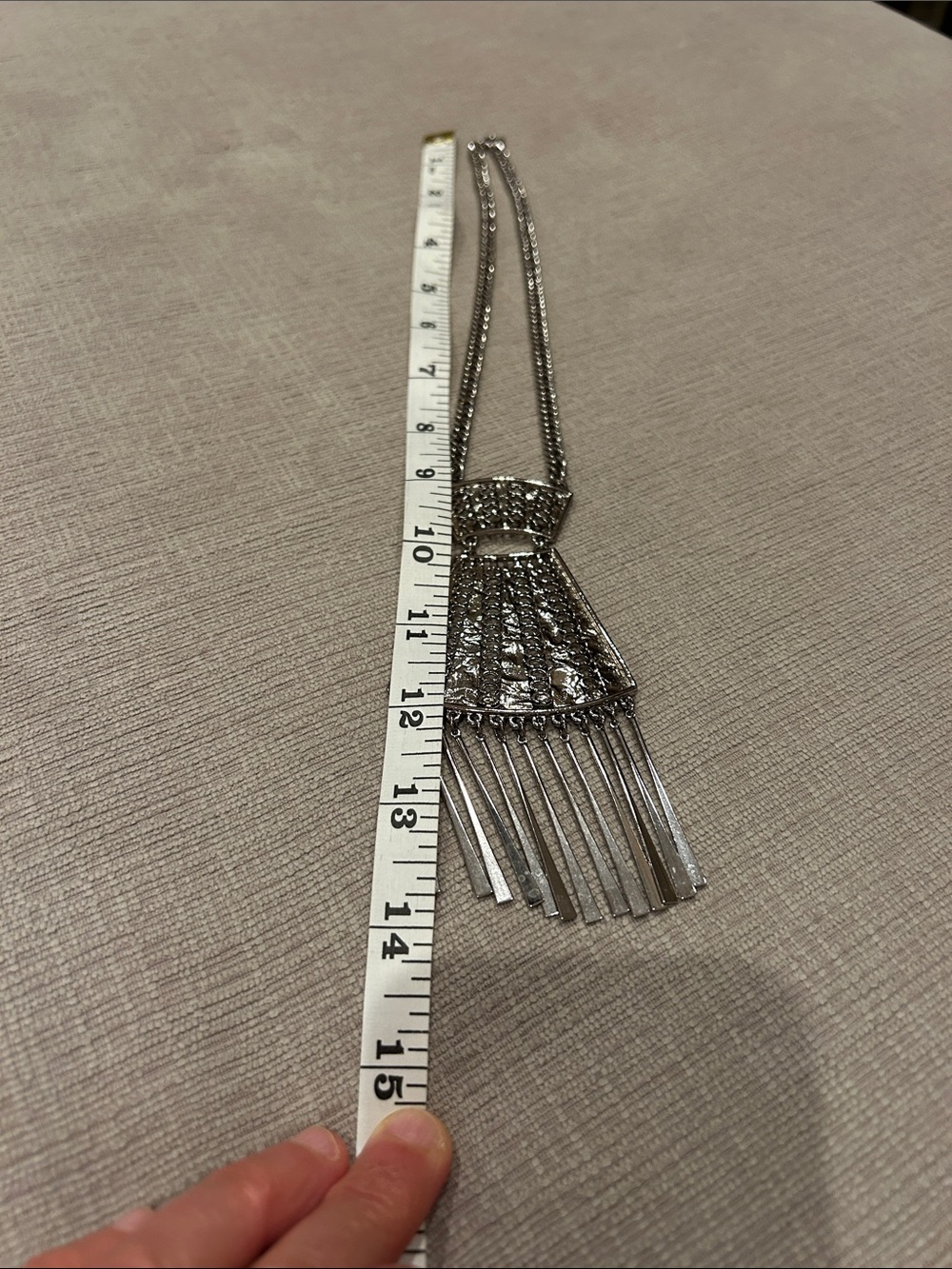Silver-Tone Fringe Statement Pendant Necklace - Women Jewelry image 3